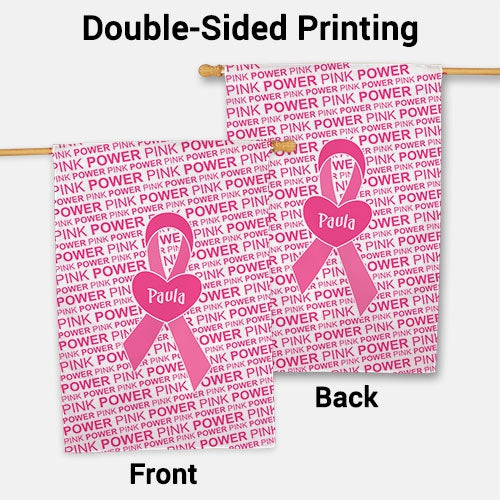 Breast Cancer Ribbon House Flag