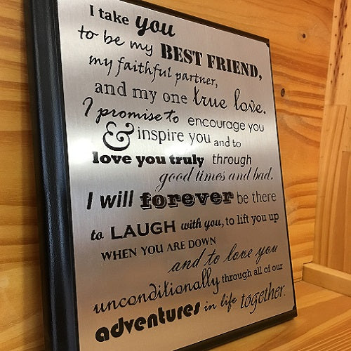I Take You Plaque