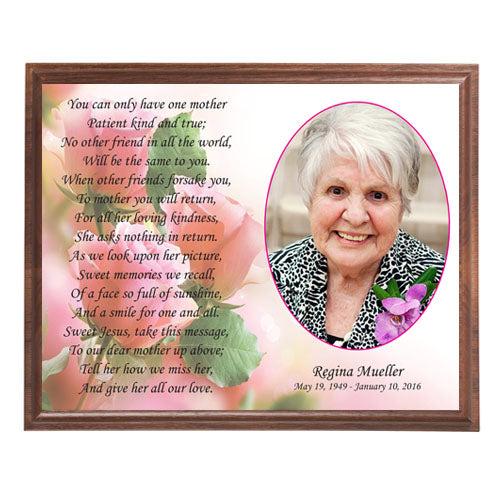 Memorial Flowers Photo Plaque