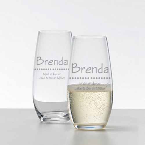 Wedding Party Stemless Champagne Flute