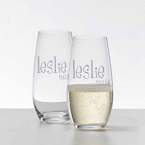 Wedding Party Stemless Champagne Flute