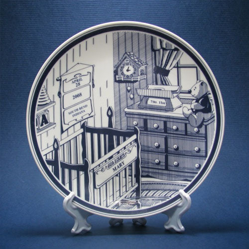 Blue Keepsake Baby Birth Plate