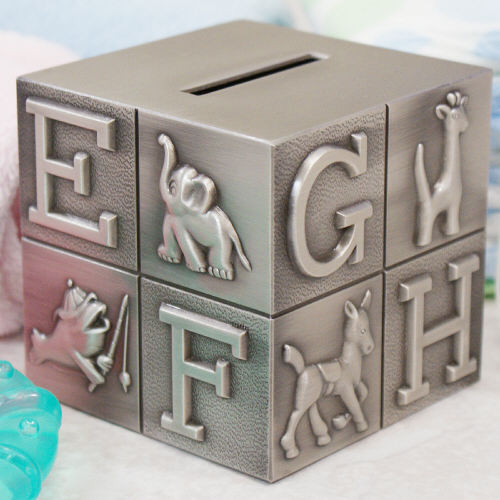 Pewter Block Piggy Bank