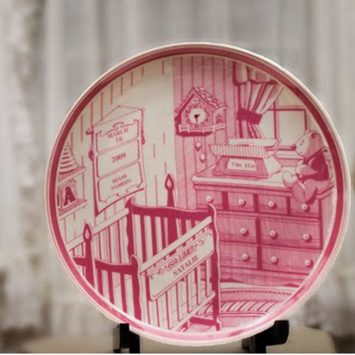 Pink Keepsake Baby Birth Plate