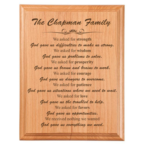 Asked Prayer Plaque
