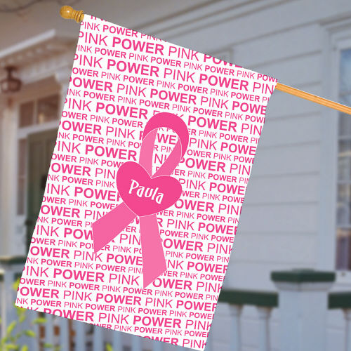 Breast Cancer Ribbon House Flag