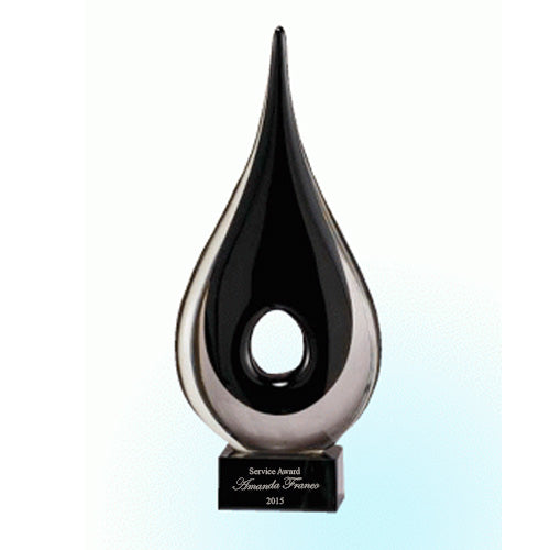 Black Tear Drop Glass Award