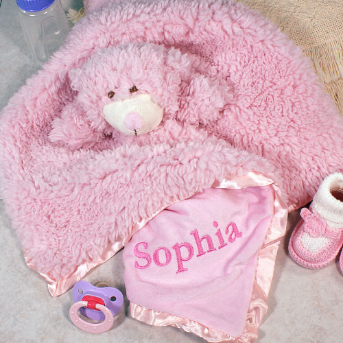 Pink Bear Cuddle Blanket