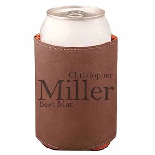Last Name Leather Beverage Holder