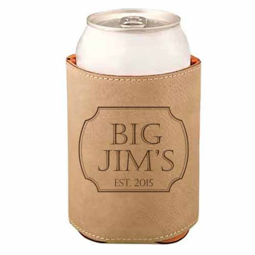 Pub Sign Leather Beverage Holder