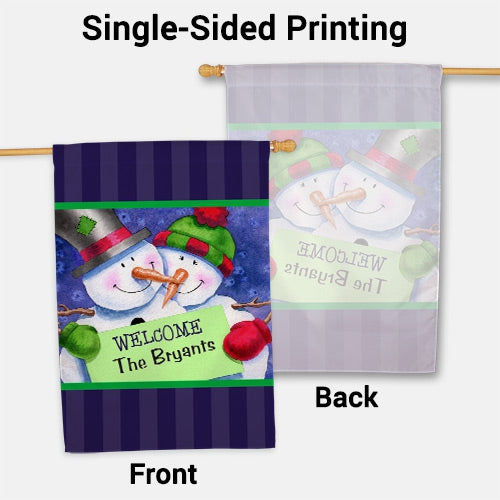 Snow Couple House Flag