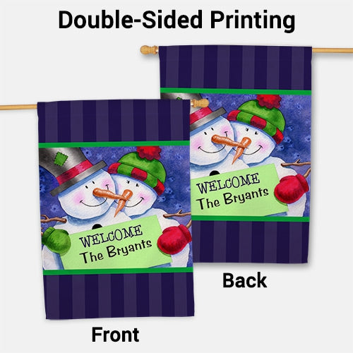 Snow Couple House Flag