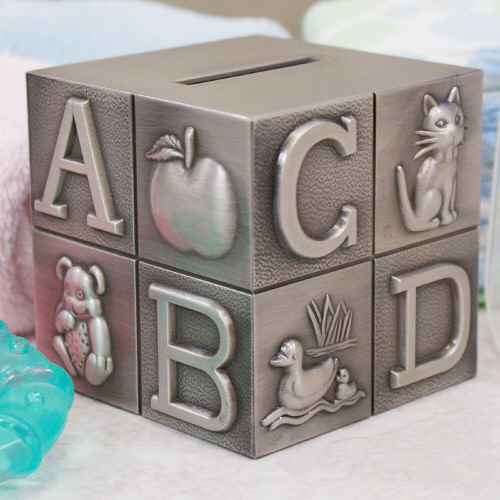 Pewter Block Piggy Bank