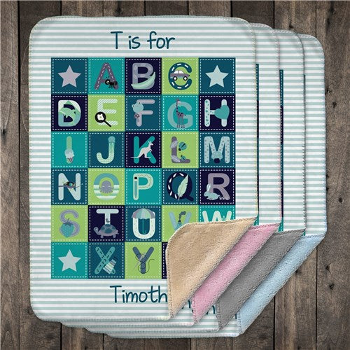 Baby Boy Alphabet Sherpa Blanket