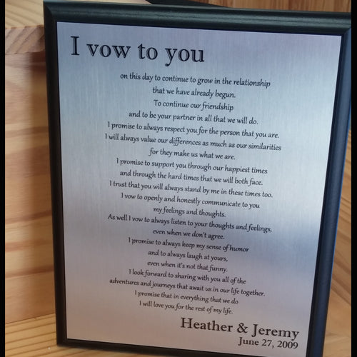 I Vow Plaque