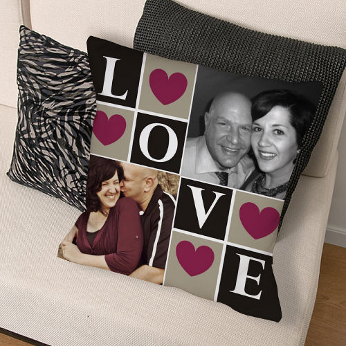 Love Photo Collage Throw Pillow