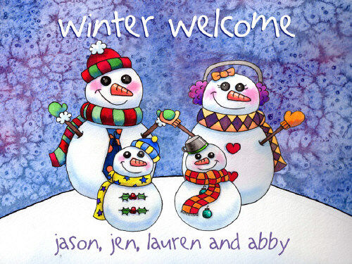 Snowman Family Doormat