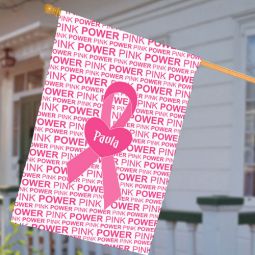 Breast Cancer Ribbon House Flag