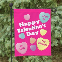 Candy Hearts Garden Flag