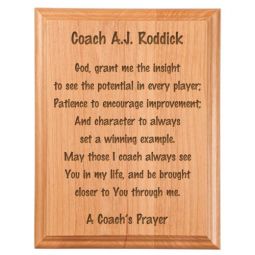 Coach Prayer Plaque
