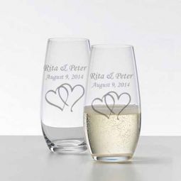 Personalized Stemless Champagne Flute Custom Champagne Glasses Bridesmaid Champagne  Flute Wedding Party Gift Glitter Glass 