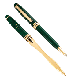 Green Letter Opener & Pen