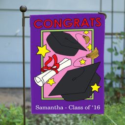 Graduation Purple Garden Flag