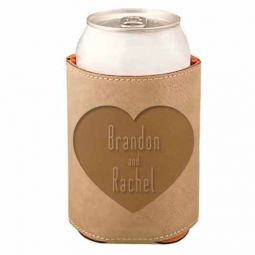 Heart Initials Leather Beverage Holder