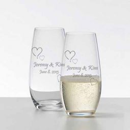 Hearts Stemless Champagne Flutes