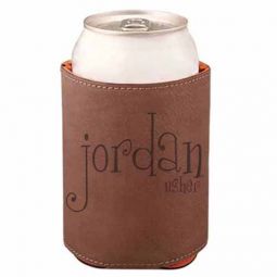 Playful Name Leather Beverage Holder