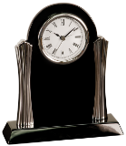 Black Piano Finish Clock with Silver Columns